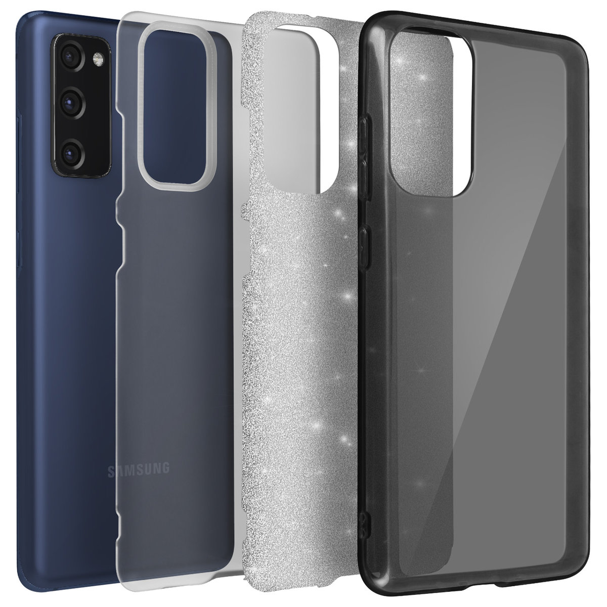 Tylna obudowa do Samsunga Galaxy S20 FE brokatowa wymienna sztywna silikonowa srebrna