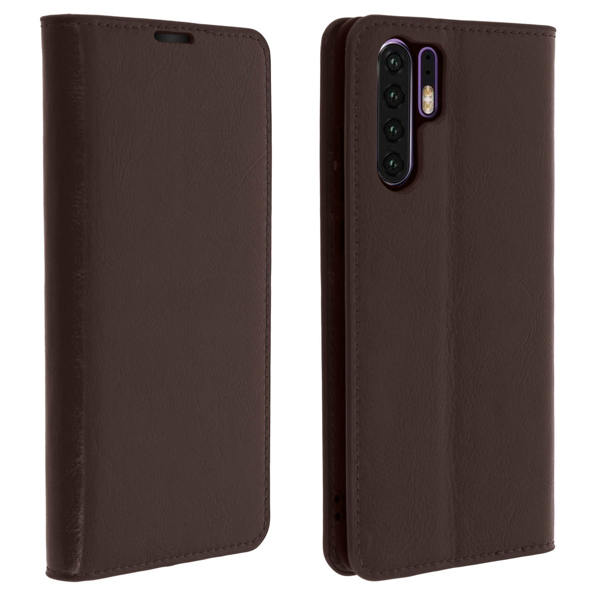 Etui Folio Prawdziwa Skóra Huawei P30 Pro Etui z miejscem na kartę Podstawka wideo Brązowe
