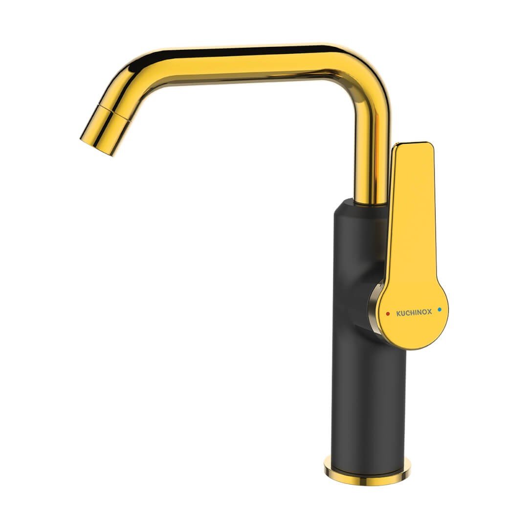 Kuchinox Alanis bateria umywalkowa stojąca czarny/złoty BQI725G