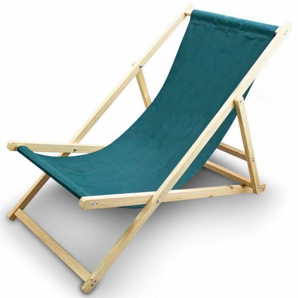 Zielony Drewniany Składany Leżak Do Ogrodu Na Plażę Regulowany