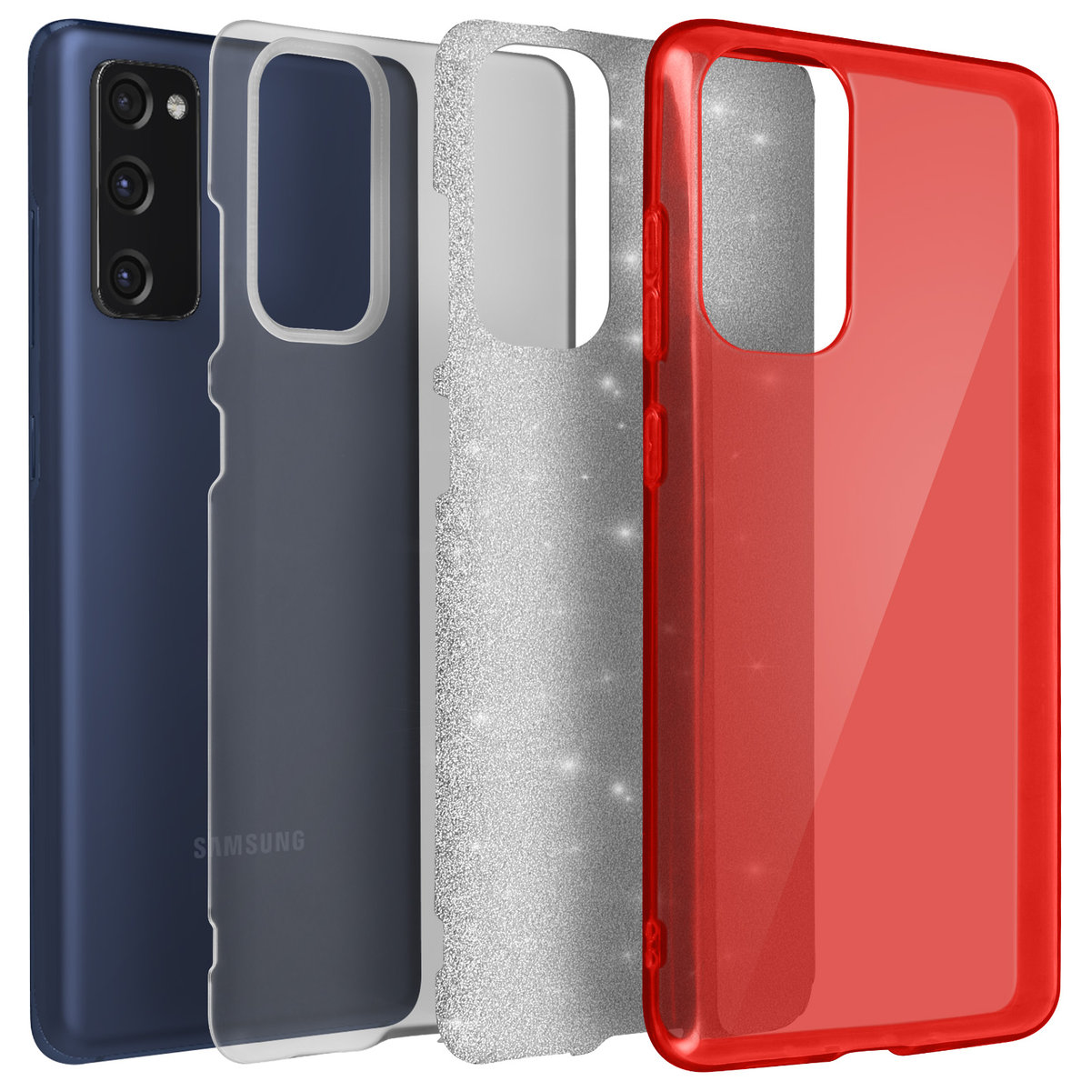 Tylna obudowa do Samsunga Galaxy S20 FE brokatowa wymienna sztywna silikonowa srebrna