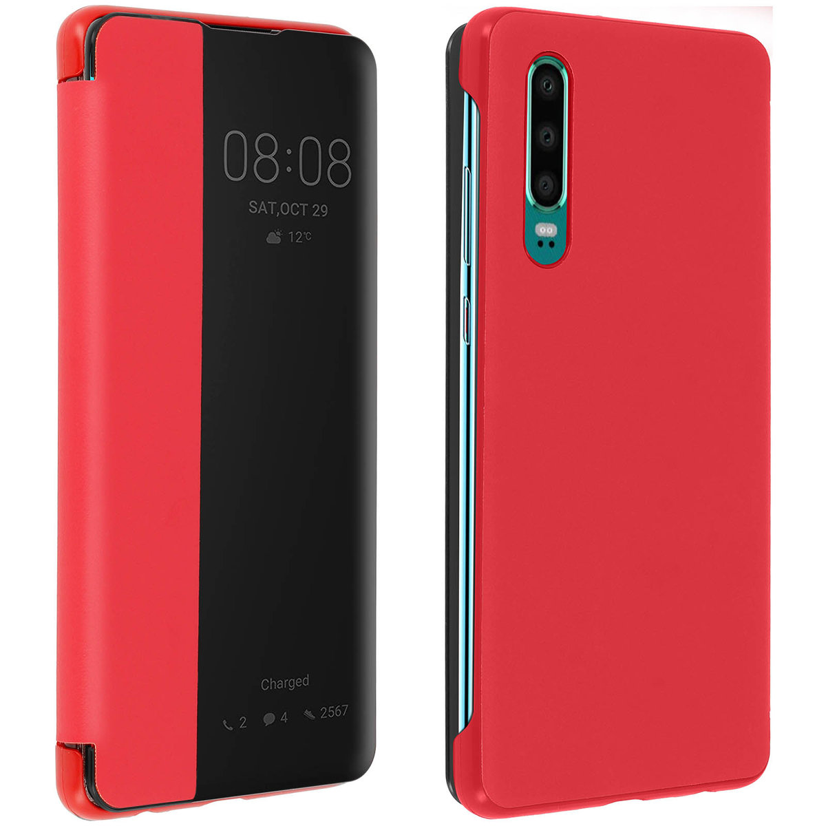 Etui z klapką Smart view do Huawei P30 - czerwone