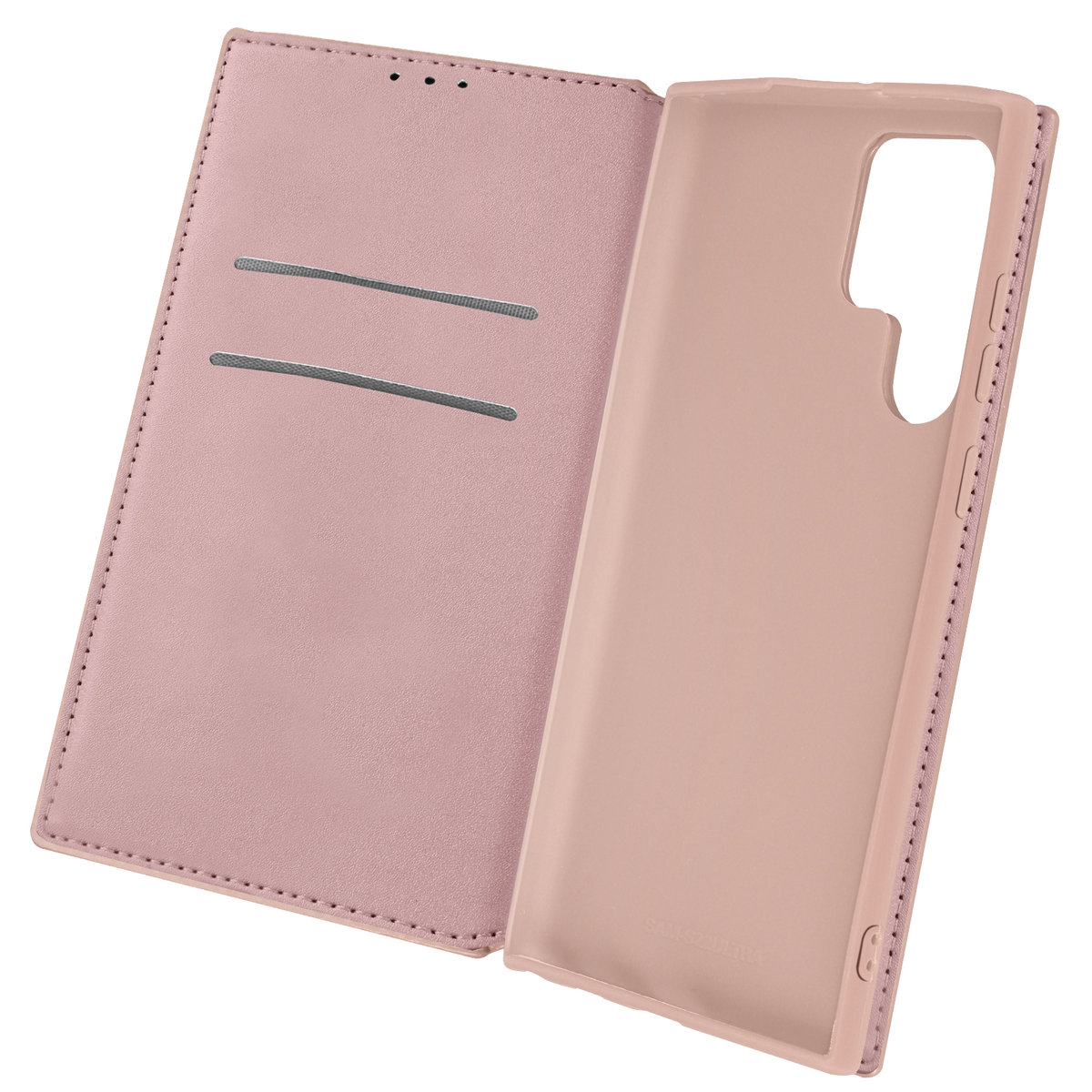 Etui Samsung Galaxy S22 Ultra Wallet Function Video Support - różowe złoto