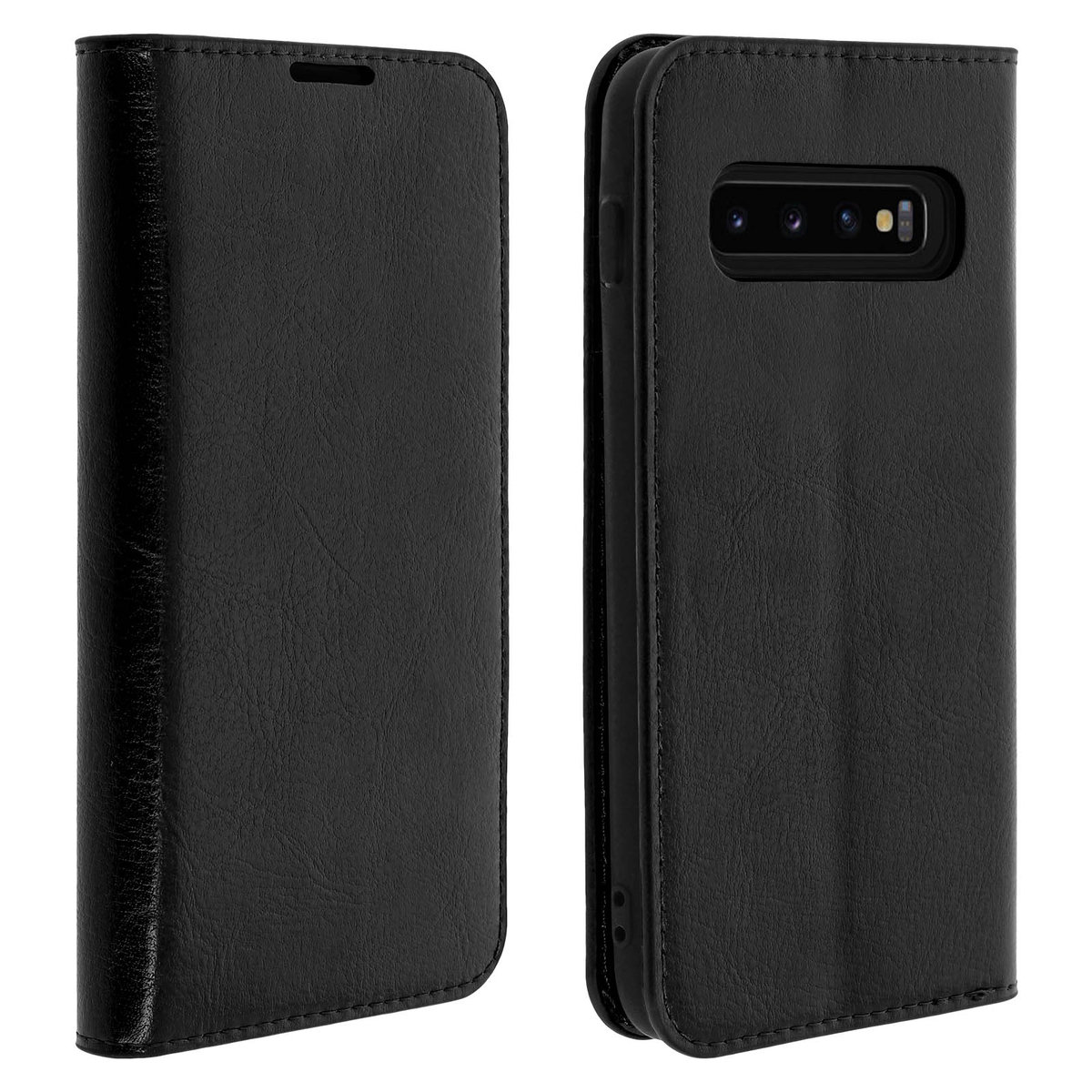 Etui Folio Prawdziwa Skóra Samsung Galaxy S10 z miejscem na kartę Podstawka wideo Czarne