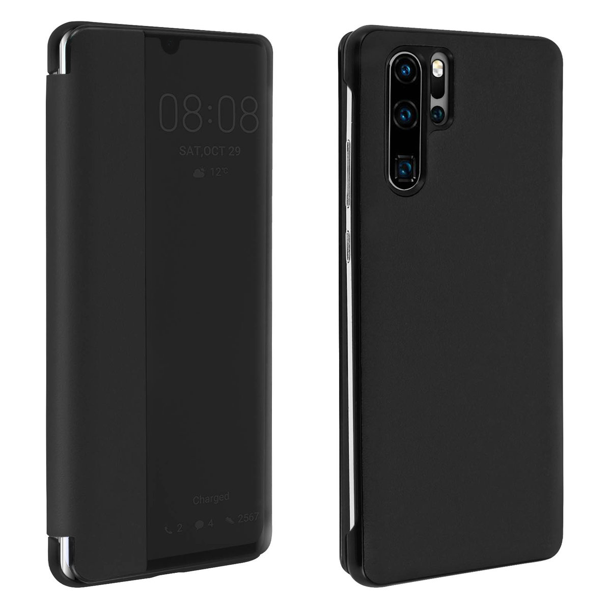 Etui z klapką Smart view do Huawei P30 Pro - czarne