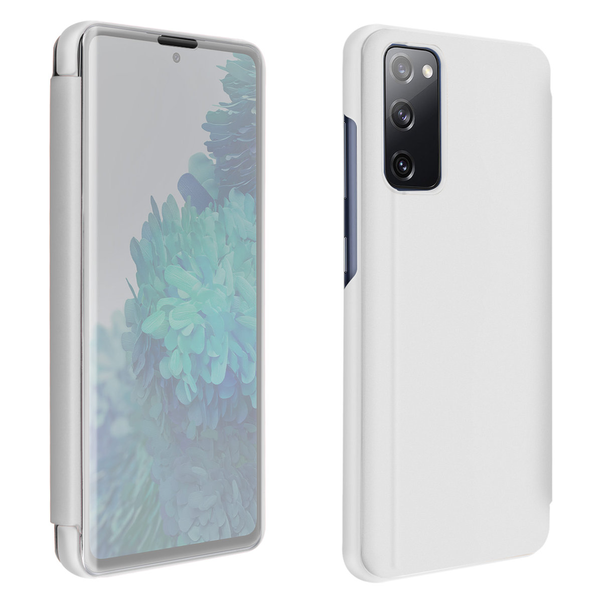 Pełne etui do Samsunga Galaxy S20 FE Translucent Flap Design Mirror - srebrne