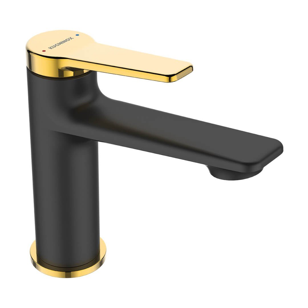 Kuchinox Alanis bateria umywalkowa stojąca czarny/złoty BQI722G