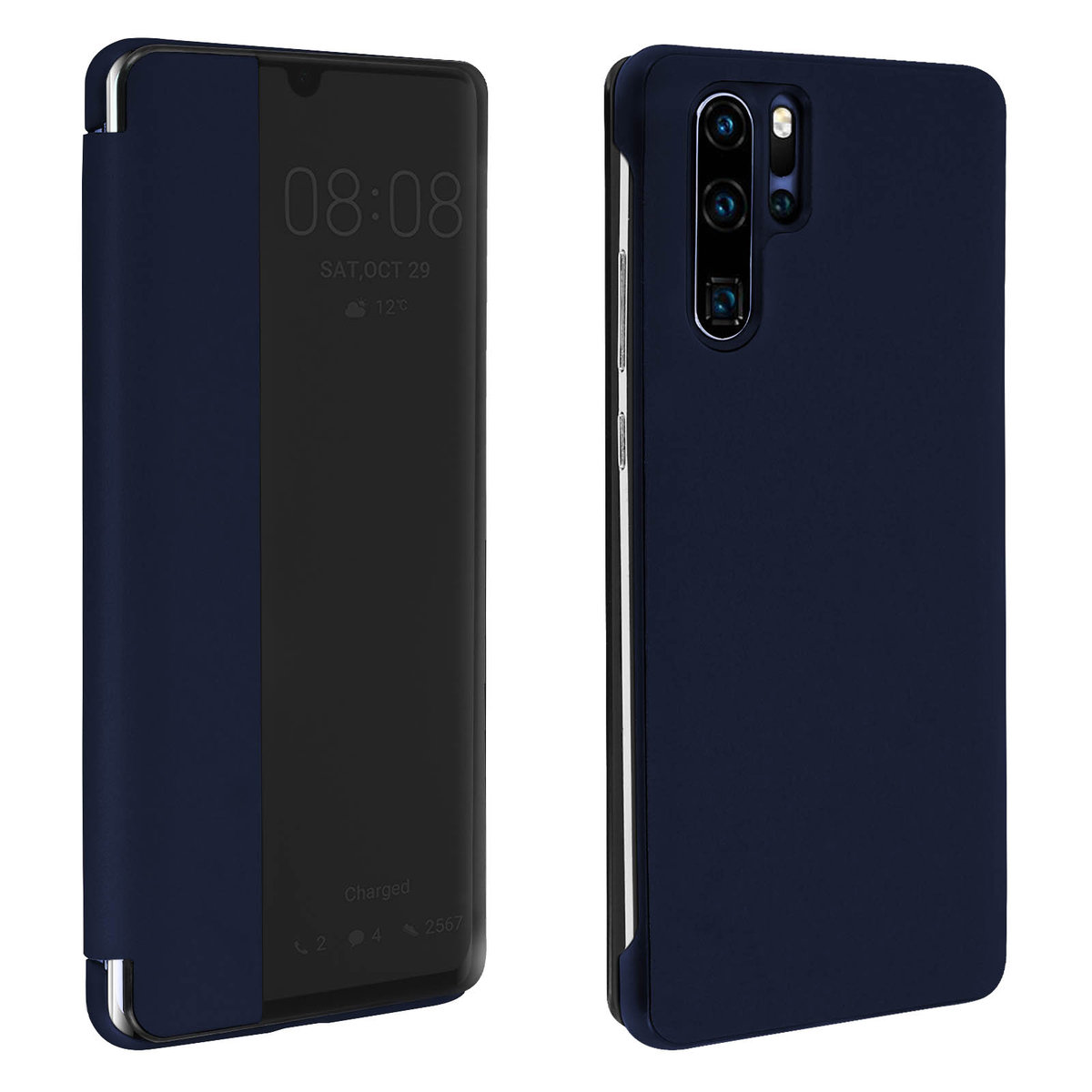 Etui z klapką Smart view do Huawei P30 Pro - Ciemnoniebieskie