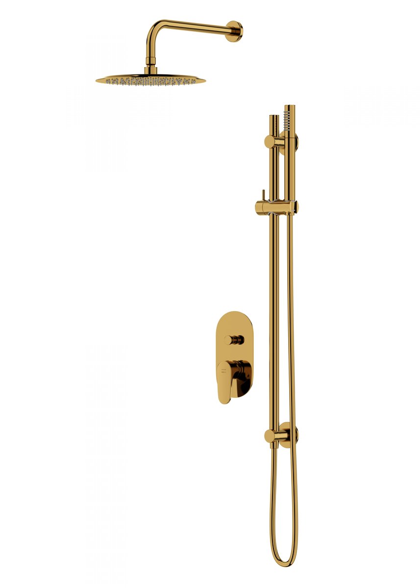 Cersanit Cersanit Inverto Zestaw prysznicowy podtynkowy z deszczownicą złoty S952-007