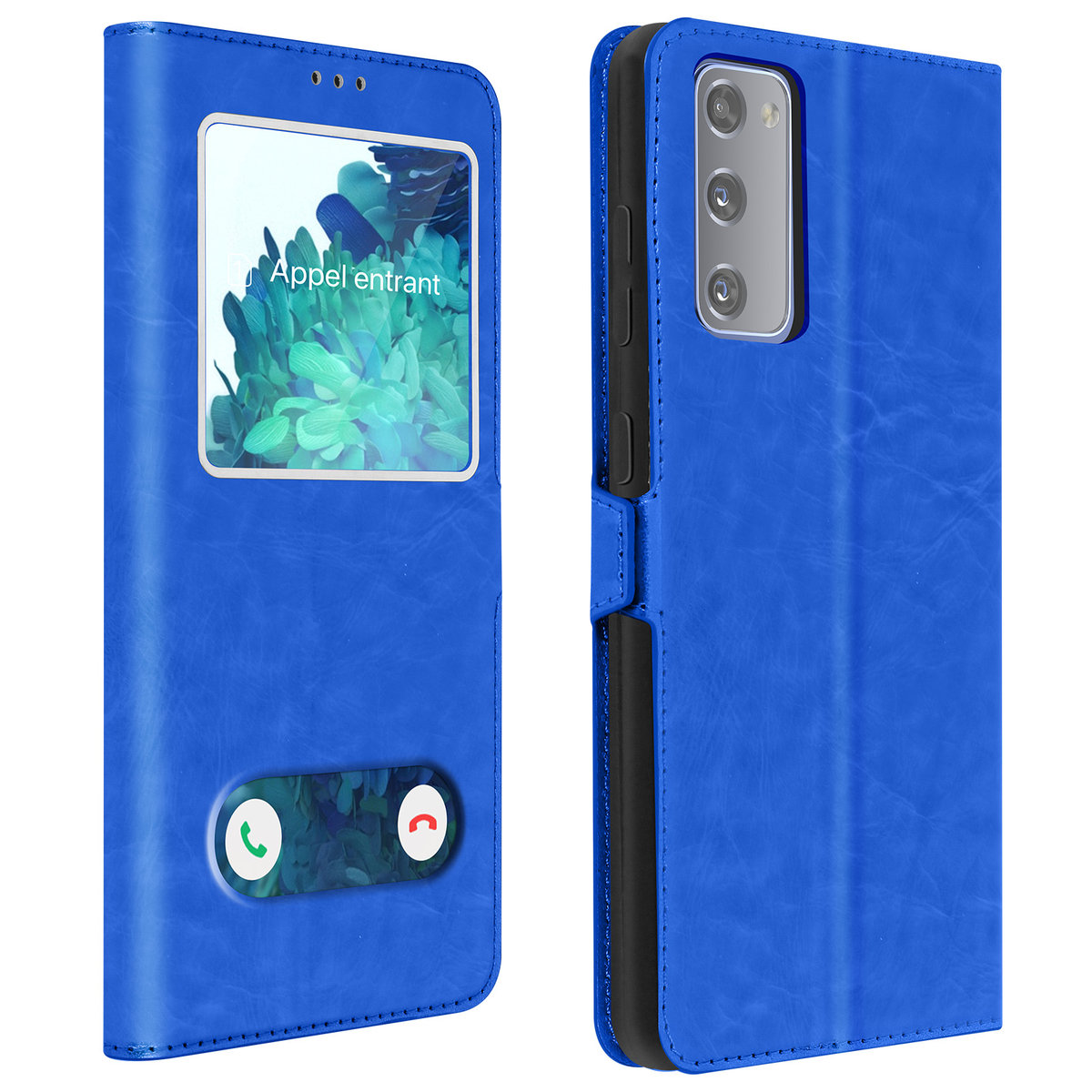 Etui Samsung Galaxy S20 FE z podwójnym okienkiem Podstawka wideo w kolorze niebieskim