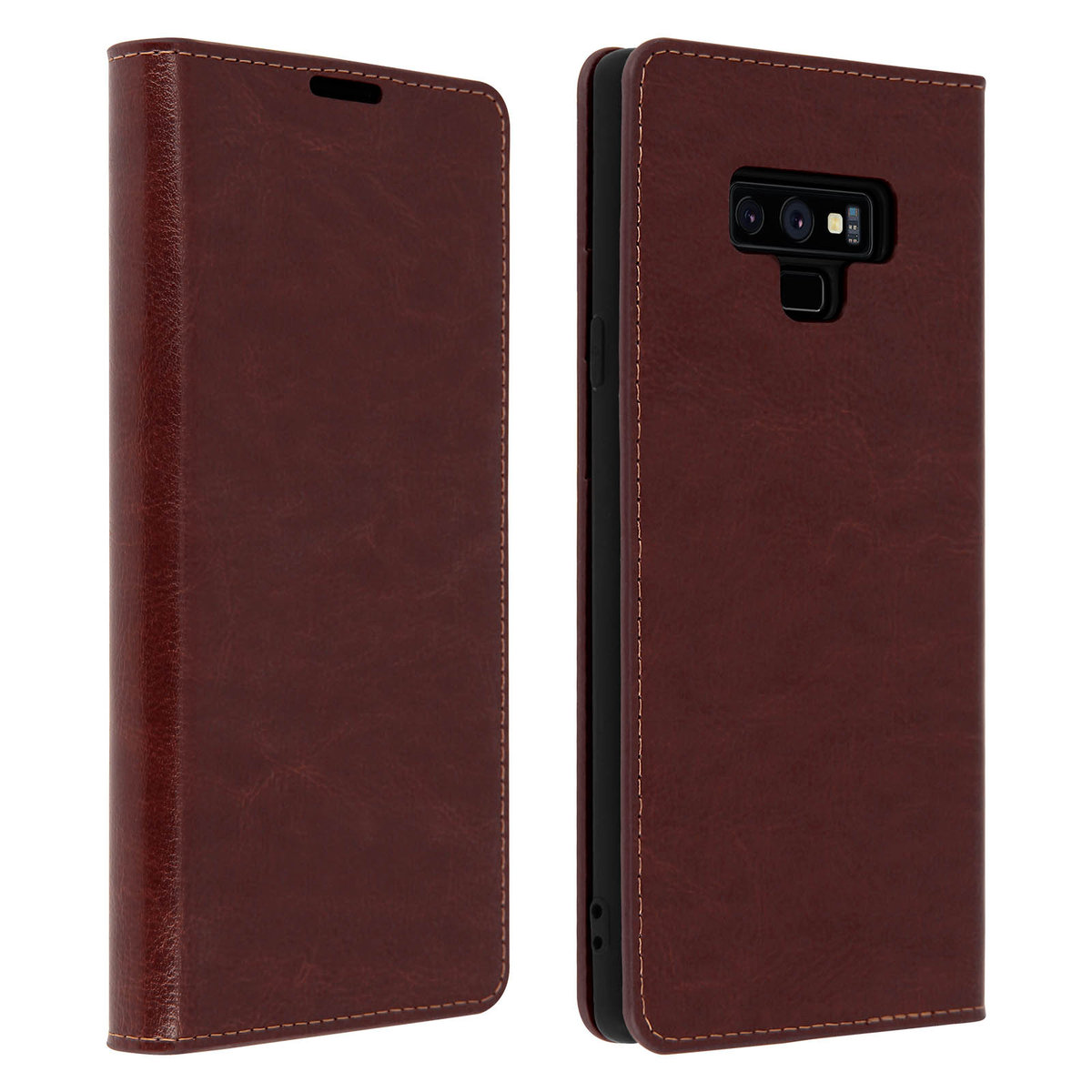 Etui Folio Prawdziwa Skóra Samsung Galaxy Note 9 z miejscem na kartę Podstawka wideo Brązowy