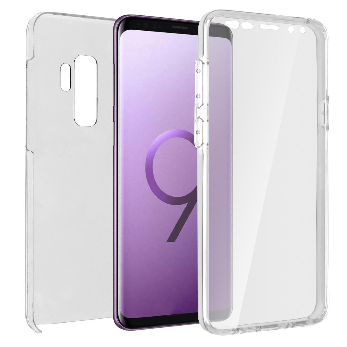Etui 360° do Samsunga Galaxy S9 Plus Elastyczny przód i sztywny tył — przezroczyste
