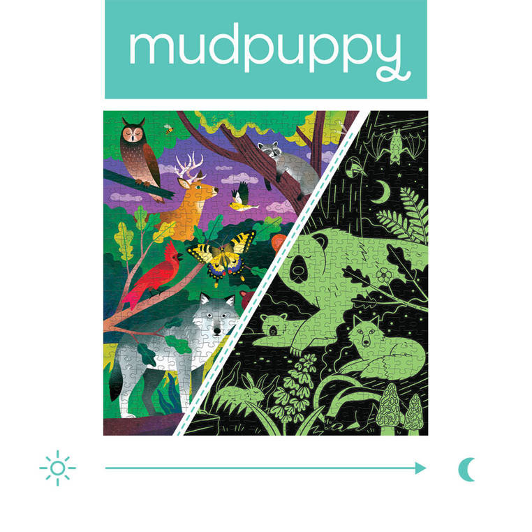 Mudpuppy, Puzzle rodzinne świecące w ciemności Las, 500 elementów