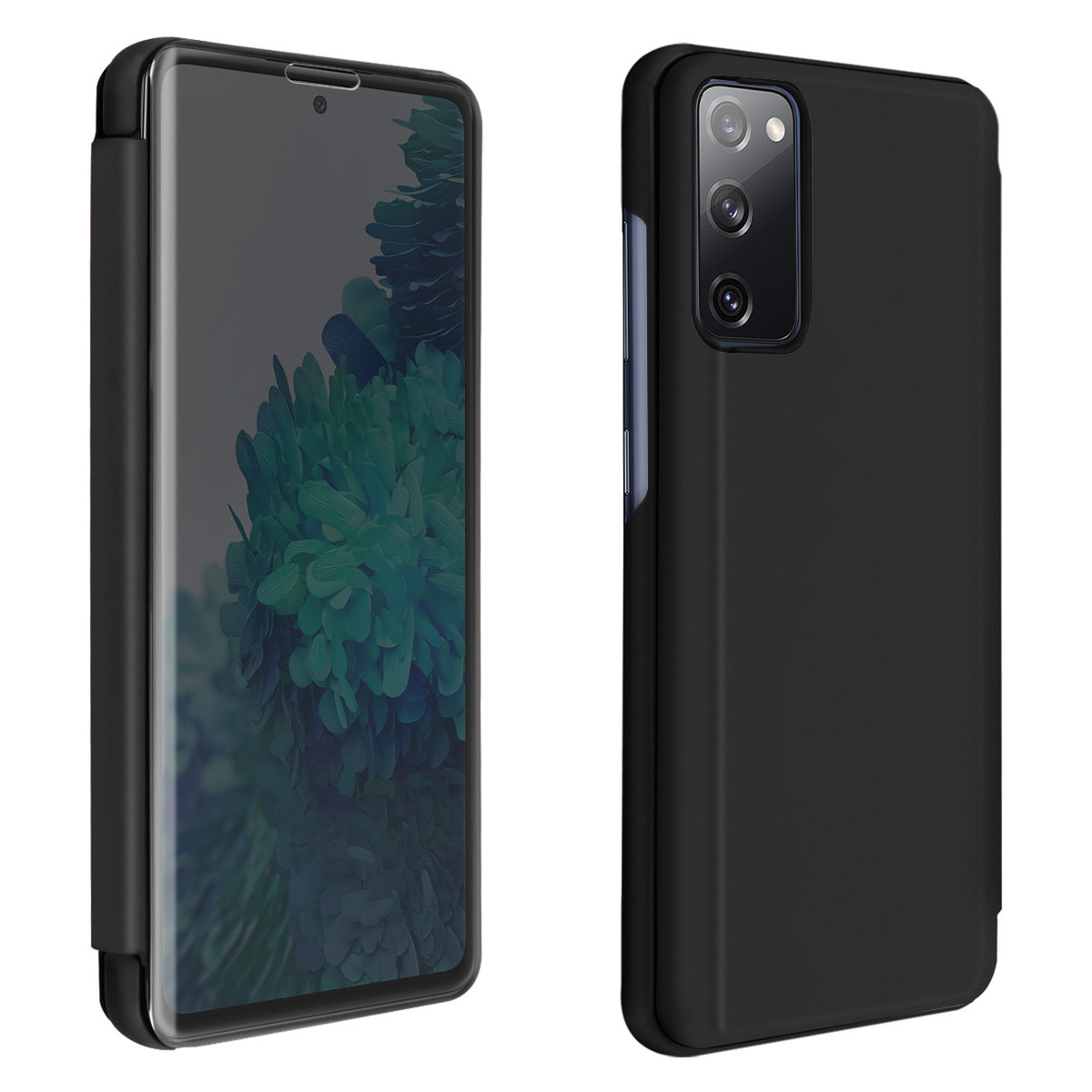 Pełne etui do Samsunga Galaxy S20 FE z przezroczystym lusterkiem Flap Design - czarne