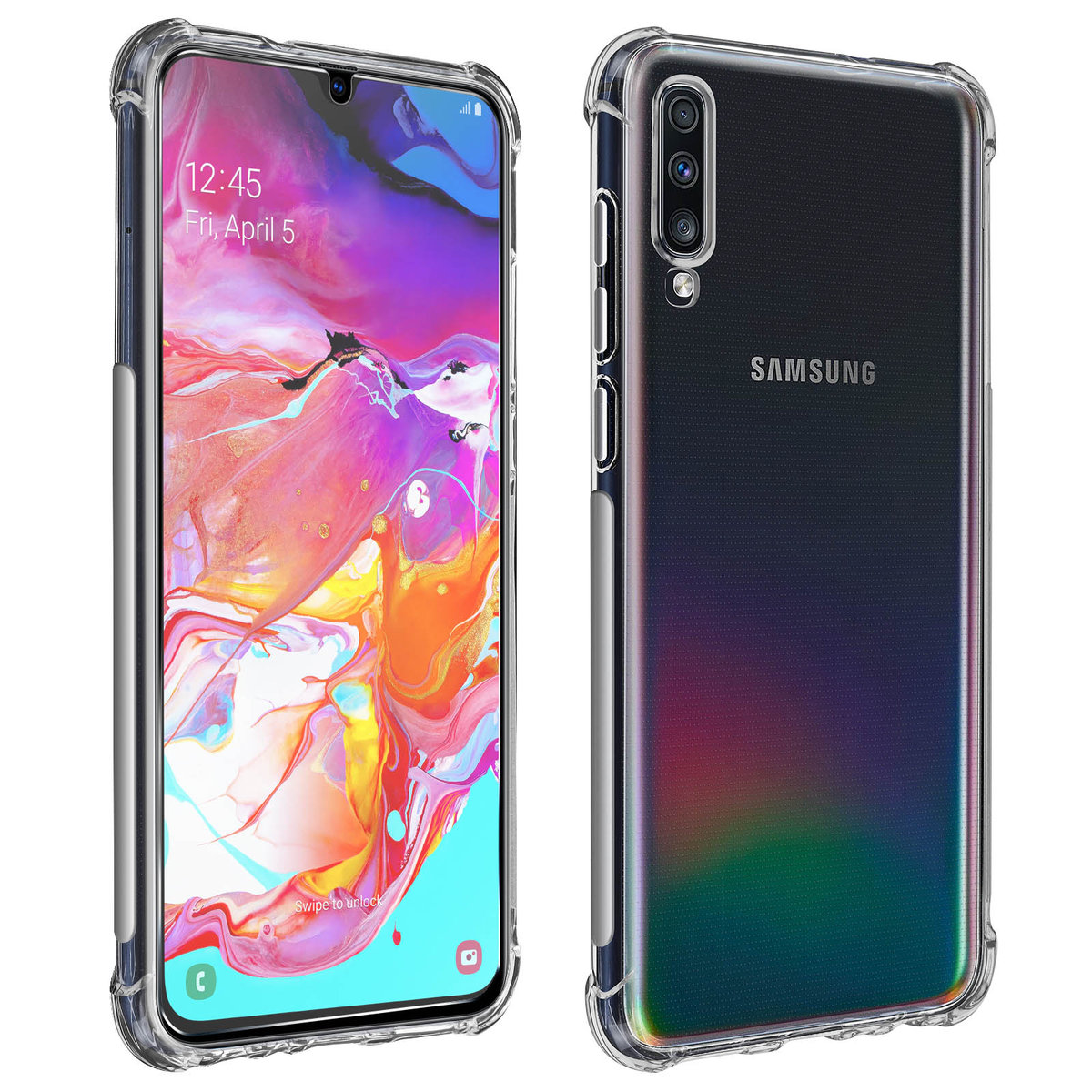 Pakiet ochronny do Galaxy A70 Elastyczne etui i folia ze szkła hartowanego 9H