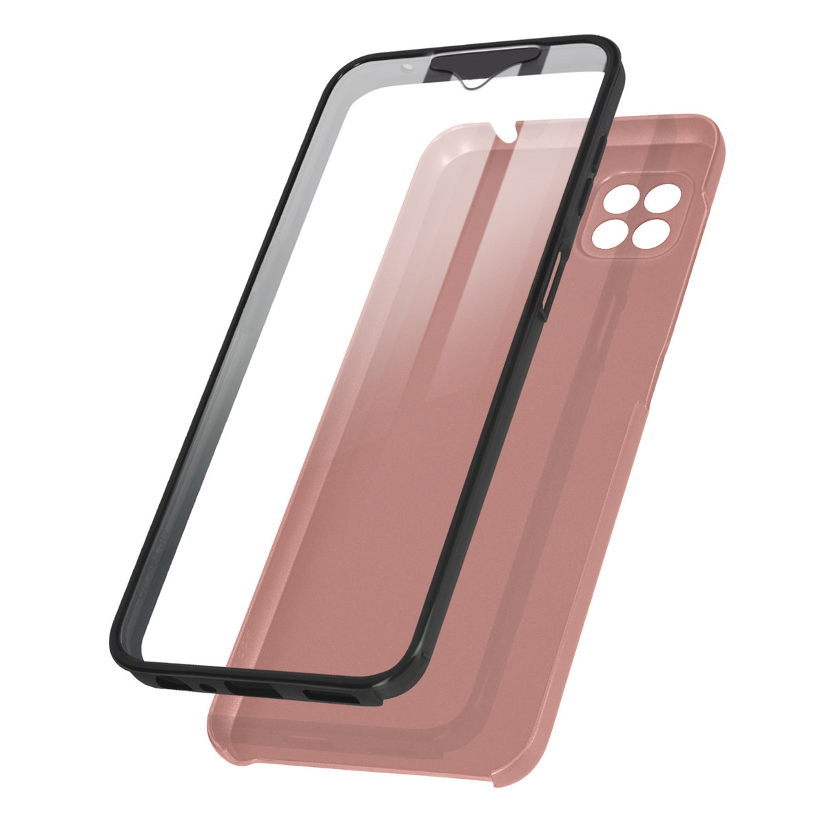 Etui 360° do Samsunga Galaxy A22 5G Elastyczny przód i sztywny tył — różowe złoto