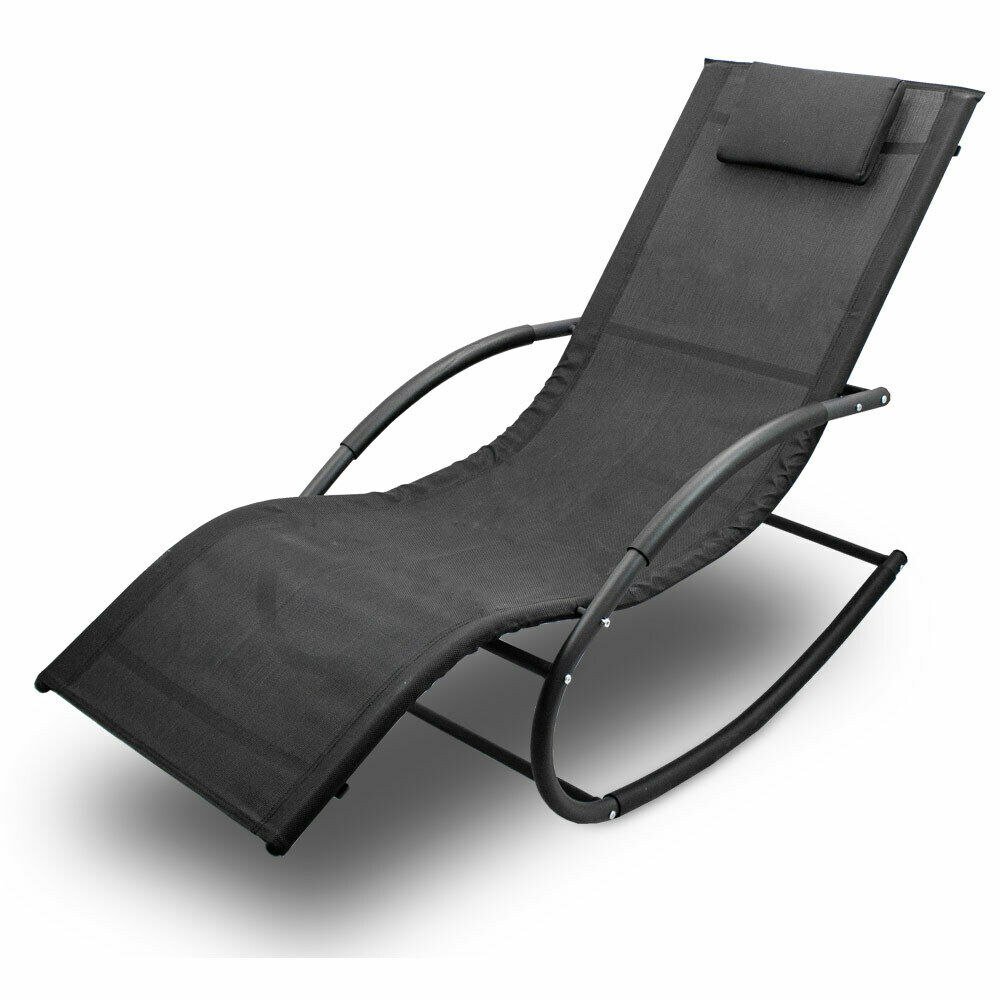 Czarny Leżak Bujany Ogrodowy Plażowy