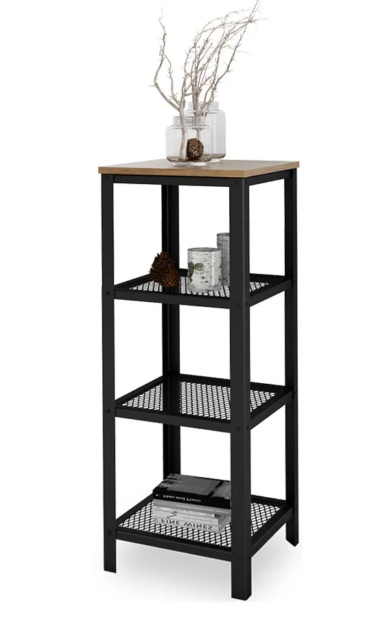Niski regał w stylu loft czarny + dąb lancelot R0-F64