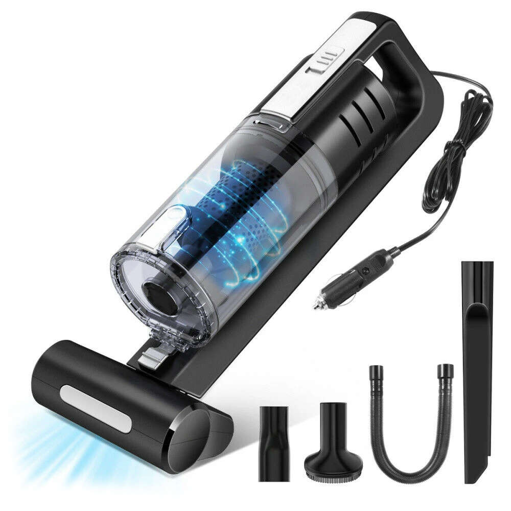 Odkurzacz samochodowy ręczny turbo szczotka z podświetleniem LED 4500 PA Filtr 360 YD-512 Czarny