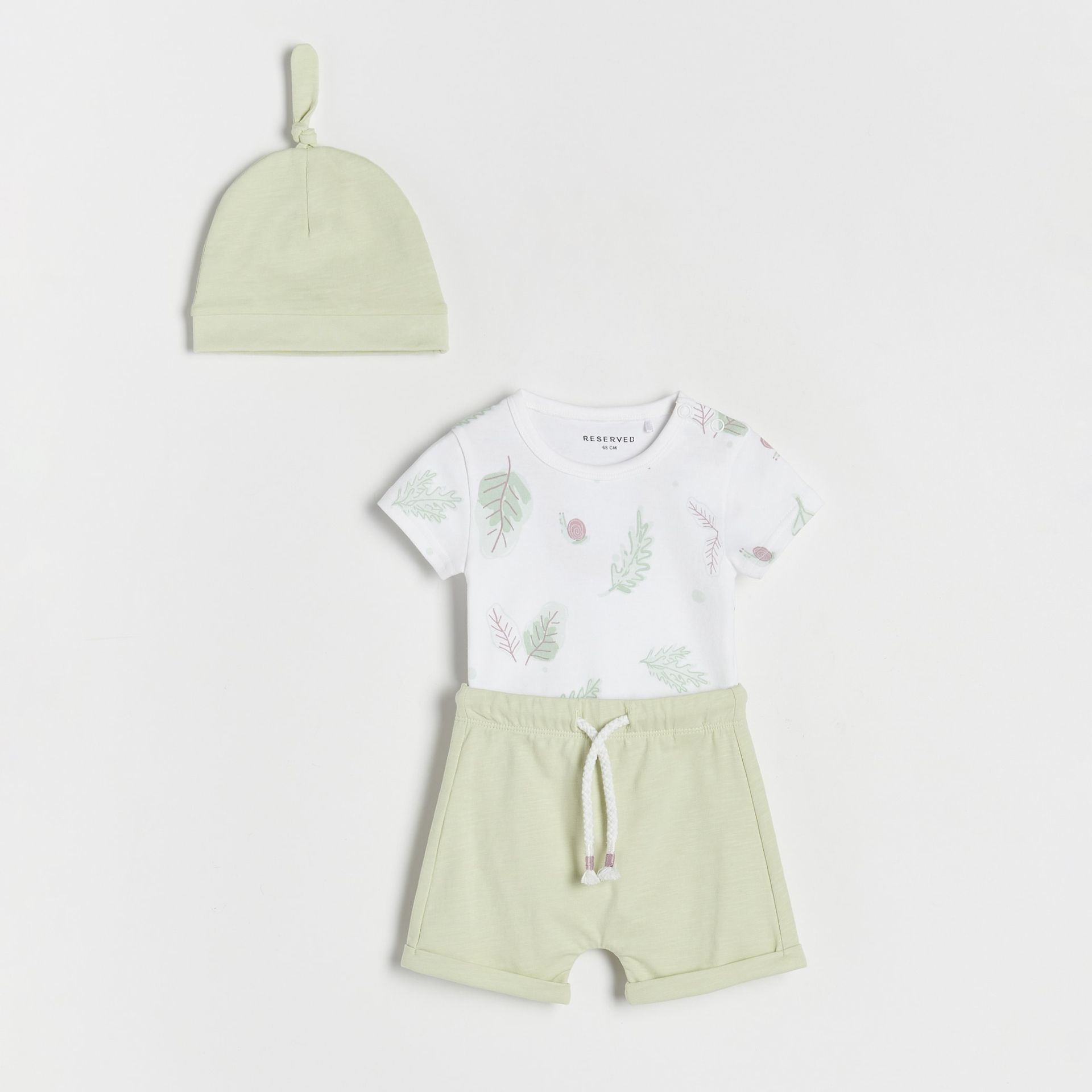 Śpiochy dla niemowląt - Reserved - Bawełniane komplet z czapeczką - Zielony - grafika 1