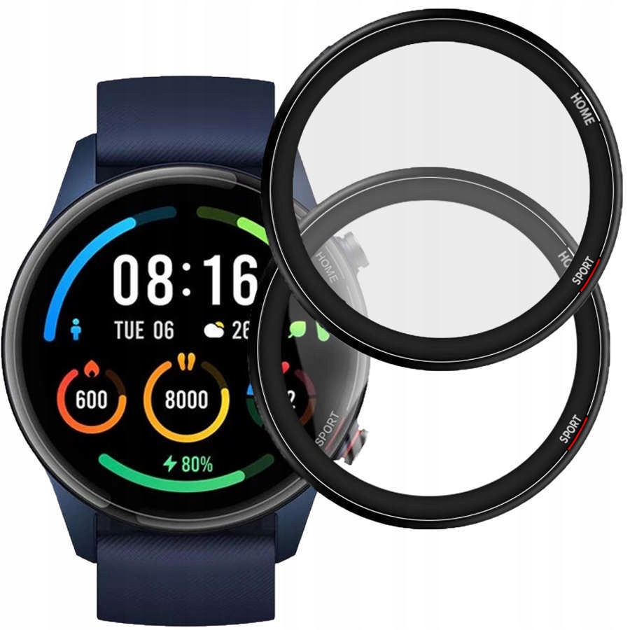 2x Elastyczne Szkło 3D Alogy Full Glue do Xiaomi Mi Watch Black
