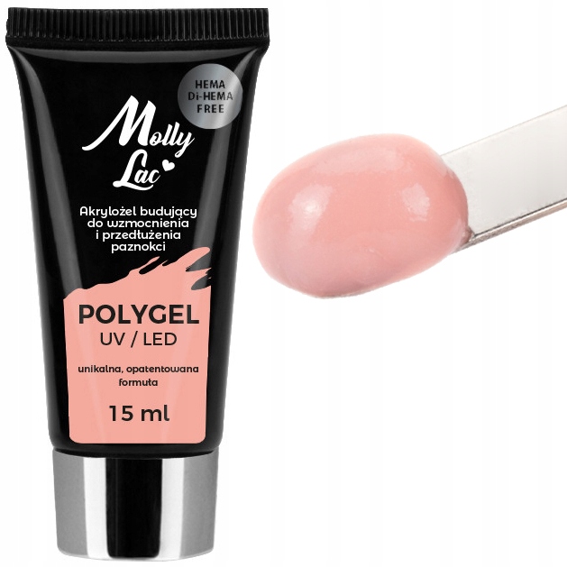 Polygel akrylożel MollyLac budujący Hema/di-Hema free Musk 15 ml Nr 25