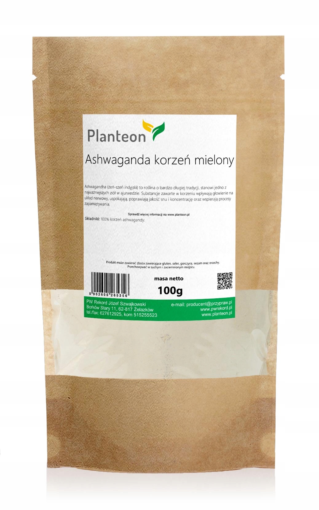 Planteon Ashwaganda korzeń mielony 100g 2-0387-02-2