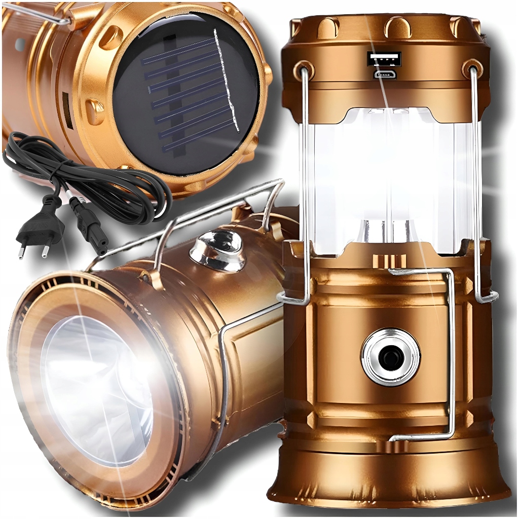 Lampa Kempingowa Solarna Led Usb Powerbank Latarka