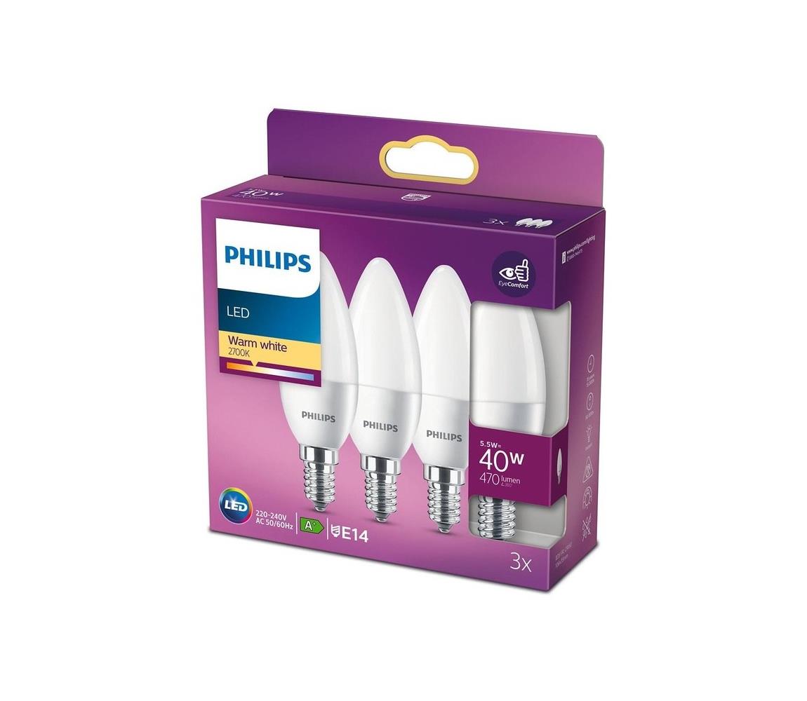 ZESTAW 3x LED Żarówka Philips B35 E14/5,5W/230V 2700K