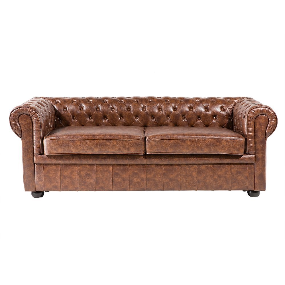 Sofa kanapa skórzana braz Old Style klasyka dom biuro CHESTERFIELD