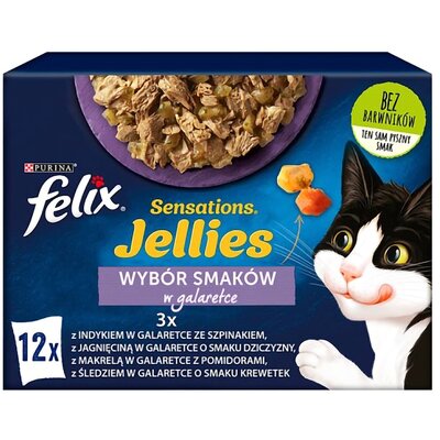 Purina Felix Sensation Jellies Wybór smaków Mokra Karma (galaretka) 12x85g