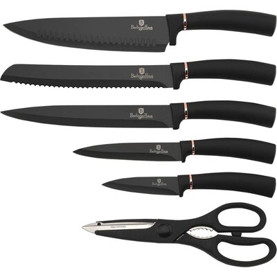 Berlingerhaus Zestaw noży w bloku 7 elementów Black Rose BH-2481 Czarny BH-2481