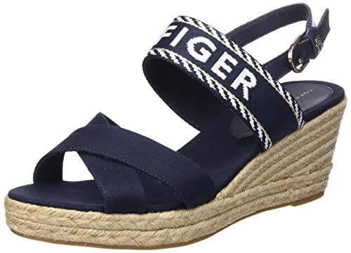Tommy Hilfiger Damskie sandały sezonowe z espadrylem środkowym, niebieski (Kosmiczny Błękit), 42 EU