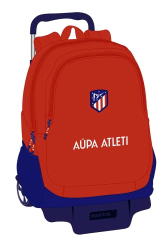 safta Unisex dziecięcy plecak szkolny plecak Trolley Atlético de Madrid, 330 x 150 x 430 mm, czerwony i granatowy, Estándar, czerwony i granatowy, Standard