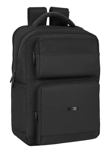 safta Unisex plecak dziecięcy na laptopa 15,6 cala i USB, z 2 kieszeniami Sevilla FC Premium, 310 x 130 x 440 mm, czarny, Estándar, czarny, Standard