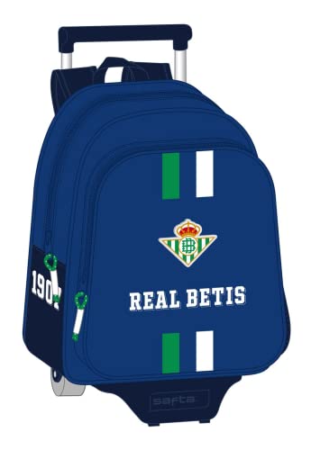 safta Unisex dziecięcy plecak Real Betis Balompié z wózkiem 705, 280 x 100 x 340 mm, niebieski i granatowy, Estándar, niebieski i granatowy, Standard