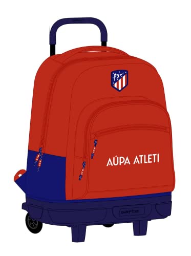Safta, duży plecak z wymiennymi kompaktowymi kółkami Atlético de Madrid, 330 x 220 x 450 mm, mieszany dla dzieci, czerwony i granatowy, Estándar, Czerwony i Granatowy