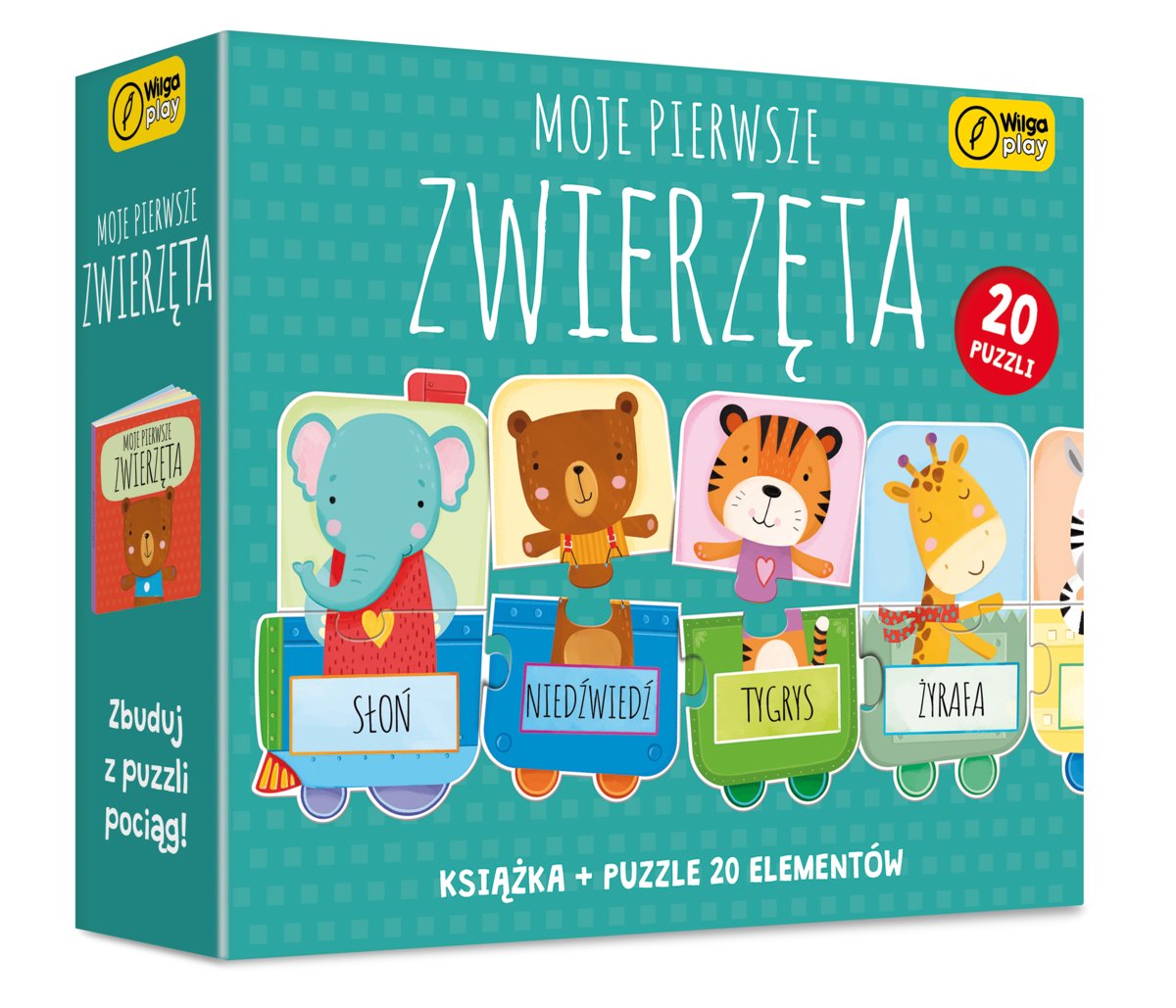 Książka i puzzle Moje pierwsze zwierzęta 20 elementów - Wilga Play