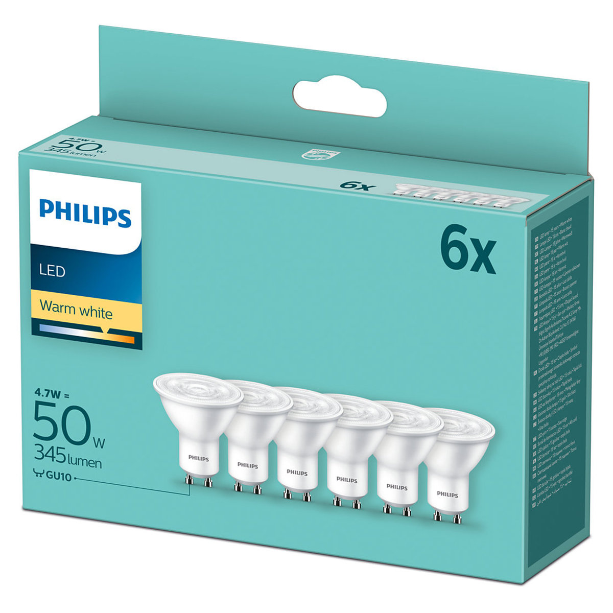 Фото - Лампочка Philips Zestaw żarówek LED 4.7W-50W GU10 2700K WW barwa ciepła FR ND 6PF/6 DISC (o 