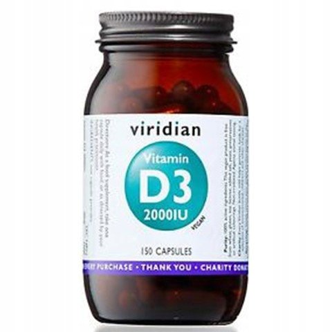 Фото - Вітаміни й мінерали Viridian Nutrition Viridian Witamina D3 2000 IU Vegan 150 Kapsułek 