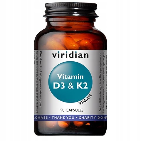 Фото - Вітаміни й мінерали Viridian Nutrition Viridian Witamina D3 i K2, Kapsułki 