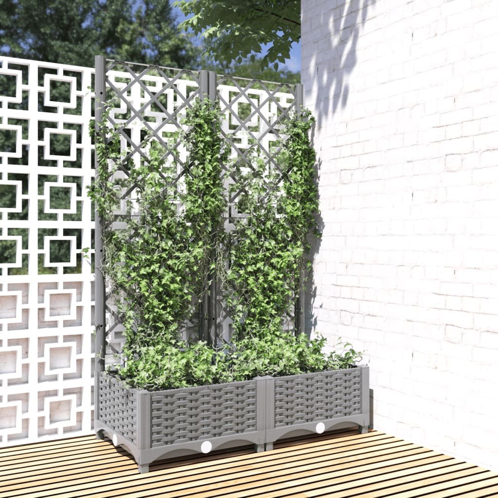 Donica ogrodowa z kratką, jasnoszara, 80x40x121,5 cm, PP Lumarko