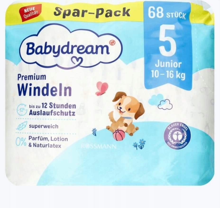 Babydream Premium Windel Größe 5 Junior 68 szt.