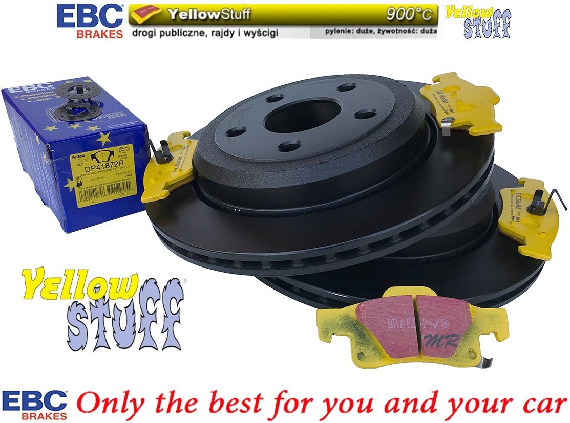 Tylne klocki YellowStuff + WENTYLOWANE tarcze hamulcowe EBC seria PREMIUM Dodge Durango 2011-