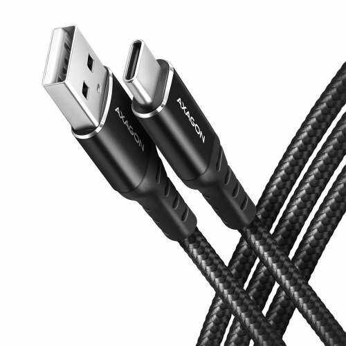 Kabel BUCM-AM20AB USB-C USB-A, 2m, USB 2.0, 3A, ALU, oplot, Czarny
