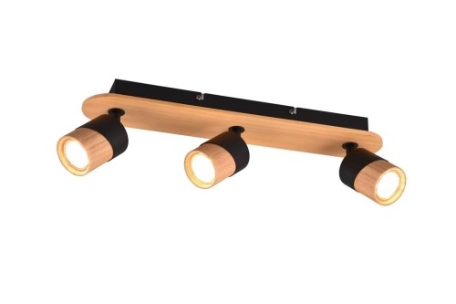 Aruni lampa sufitowa  spot) 3-punktowa jasne drewno/czarna 801100332