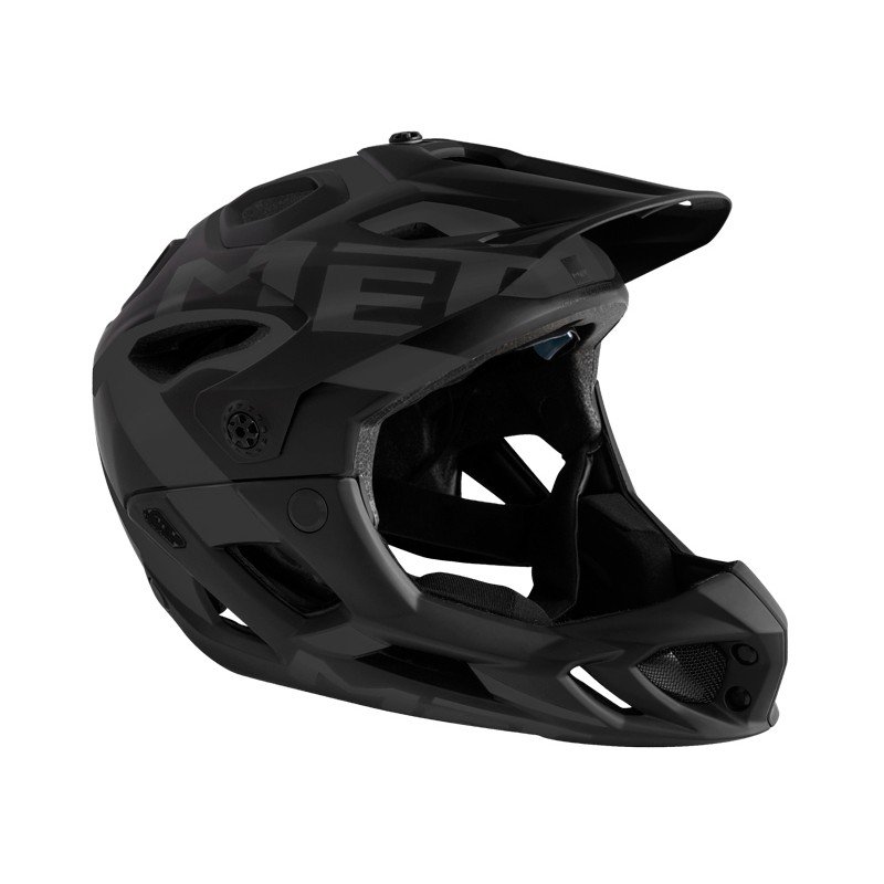MET Kask rowerowy met Parachute Downhill DH Freeride FR MTB na czele neckbrace futerał do monitora, 3helm98, czarny 3HELM98L0AN