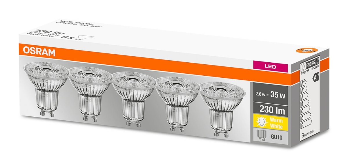 Osram ZESTAW 5x LED Żarówka GU10/2,6W/230V 2700K -