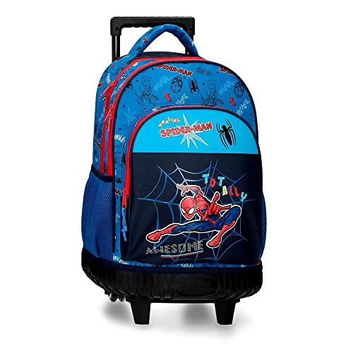 Marvel Spiderman Totally Awesome Plecak Compact 2 koła Niebieski 30,24L 32x45x21 cms Poliester, niebieski, Mochila Compact 2 Ruedas, Kompaktowy plecak 2 koła