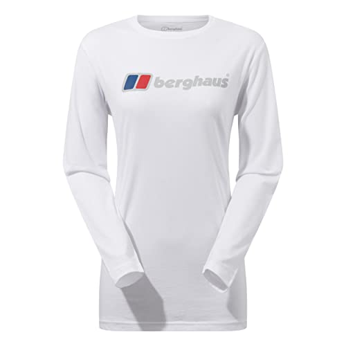 Berghaus Damska koszulka z długim rękawem Boyfriend Big Classic Logo, czysta biel, 8